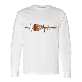 Guitar Retro Heartbeat Long Sleeve T-Shirt T-Shirt | Mazezy