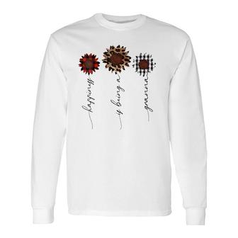Happiness Is Being A Granna Leopard Sunflower Lover V-Neck Long Sleeve T-Shirt T-Shirt | Mazezy UK