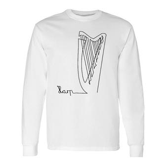 Harp Symphony Orchestra Music One-Line Harp Long Sleeve T-Shirt T-Shirt | Mazezy