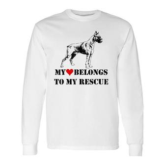 My Heart Belongs To My Rescue Boxer Puppy Paw Dog Pet Long Sleeve T-Shirt T-Shirt | Mazezy