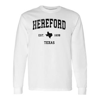 Hereford Texas Tx Vintage Sports Black Print Long Sleeve T-Shirt | Mazezy