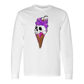 Ice Cream Skull I Summer Goth Long Sleeve T-Shirt T-Shirt | Mazezy