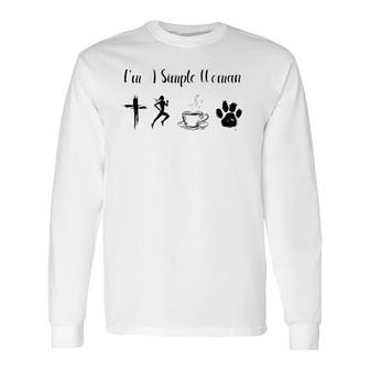 I'm A Simple Woman Loves Jesus Running Coffee Dog Cat Tee Long Sleeve T-Shirt T-Shirt | Mazezy