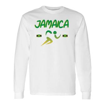 Jamaica Pride Track And Field Running Souvenir Long Sleeve T-Shirt T-Shirt | Mazezy