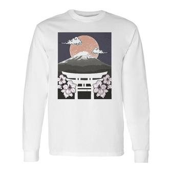 Japan Cherry Blossom Woodblock Japanese Art Long Sleeve T-Shirt T-Shirt | Mazezy