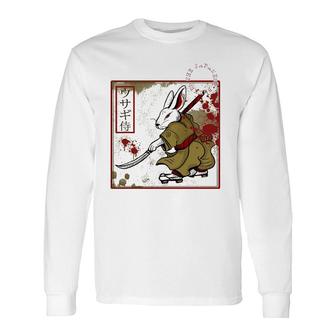 Japanese Samurai Bushido Rabbit Warrior Vintage Old Stamp Long Sleeve T-Shirt | Mazezy