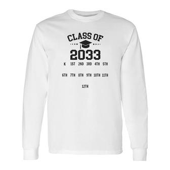 Kindergarten Class Of 2033 Grow With Me Space For Handprints V2 Long Sleeve T-Shirt - Thegiftio UK