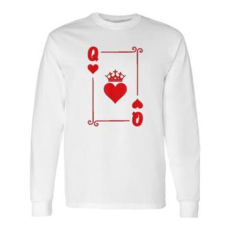 King Queen Couple Costume Queen Of Hearts Long Sleeve T-Shirt - Seseable