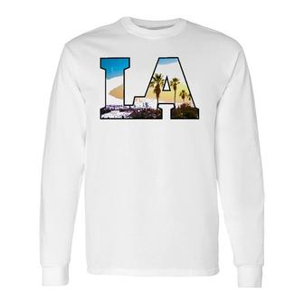 La City Skyline Of Downtown Los Angeles California Long Sleeve T-Shirt T-Shirt | Mazezy