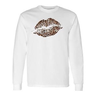 Leopard Print Lips Cheetah Spots Long Sleeve T-Shirt | Mazezy