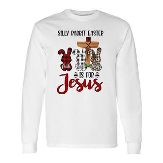 Leopard Red Plaid Silly Rabbit Easter Is For Jesus Long Sleeve T-Shirt T-Shirt | Mazezy