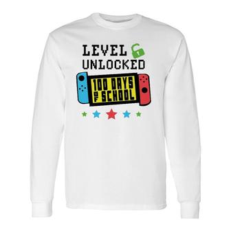 Level Unlocked 100 Days Of School Gamer Graphic Art Long Sleeve T-Shirt T-Shirt | Mazezy