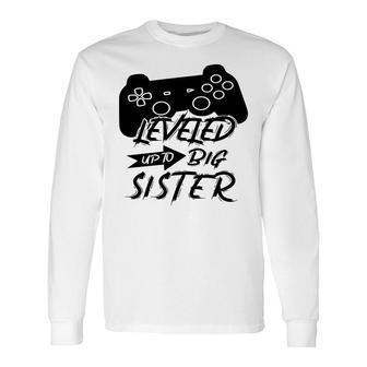 Leveled Up Tobig Sister Gamer Pregnancy Announcement Baby Long Sleeve T-Shirt - Thegiftio UK