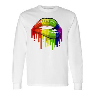 Lgbt Rainbow Color Lips Pride Gay Homosexual Lesbian Long Sleeve T-Shirt T-Shirt | Mazezy