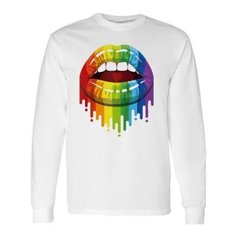Lgbt Rainbow Kissable Mouth Teepride Gay Csd Raglan Baseball Tee Long Sleeve T-Shirt T-Shirt | Mazezy