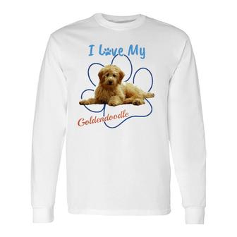 I Love My Goldendoodle Best Dog Lover Paw Print Long Sleeve T-Shirt | Mazezy
