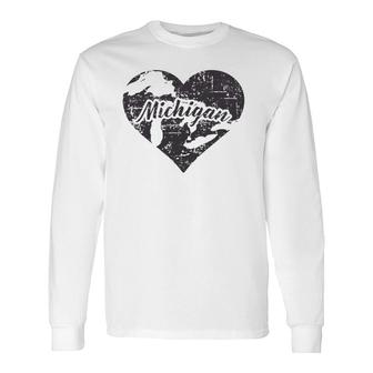 I Love Michigan Cute Vintage State Pride Long Sleeve T-Shirt T-Shirt | Mazezy CA
