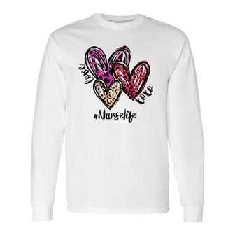 Love Xoxo Nurselife Leopard Print Heart Long Sleeve T-Shirt | Mazezy