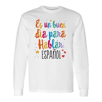 Maestra Cute Rainbow Regalos Para Bilingual Spanish Teacher Long Sleeve T-Shirt T-Shirt | Mazezy