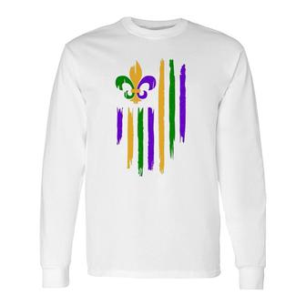 Mardi Gras Carnival American Flag Cajun Festival Long Sleeve T-Shirt T-Shirt | Mazezy