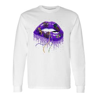 Mardi Gras Lips Queen Carnival Costume New Orleans Lips Long Sleeve T-Shirt T-Shirt | Mazezy AU
