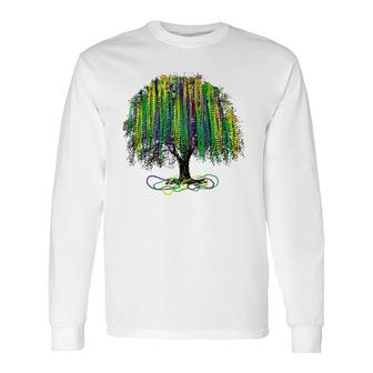 Mardi Gras Tree Beads New Orleans 2022 Watercolor Vintage Long Sleeve T-Shirt T-Shirt | Mazezy