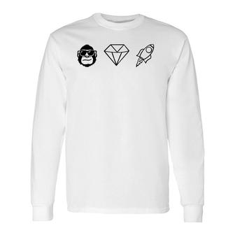 Meme Stock Ape Diamond Hands To The Moon Long Sleeve T-Shirt T-Shirt | Mazezy