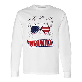 Meowica Usa Patriotic Cat 4Th Of July Long Sleeve T-Shirt T-Shirt | Mazezy
