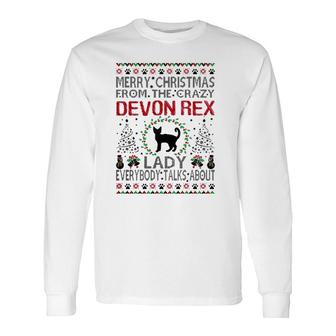 Merry Christmas From Crazy Devon Rex Lady Long Sleeve T-Shirt T-Shirt | Mazezy