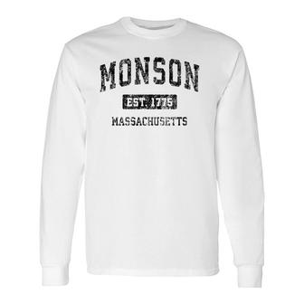 Monson Massachusetts Ma Vintage Sports Black Long Sleeve T-Shirt T-Shirt | Mazezy