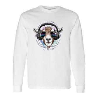 Music Goat Dj With Headphones Musical Goat Lovers Long Sleeve T-Shirt T-Shirt | Mazezy