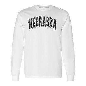 Nebraska Varsity Style Black With Black Text Long Sleeve T-Shirt T-Shirt | Mazezy