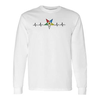 Oes Heartbeat Order Of The Eastern Star Ekg Long Sleeve T-Shirt T-Shirt | Mazezy