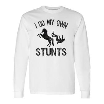 I Do My Own Stunts Broken Bone Horse Distressed V-Neck Long Sleeve T-Shirt T-Shirt | Mazezy