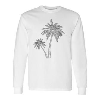 Palm Tree Art Cute Tropical Desert Print Long Sleeve T-Shirt T-Shirt | Mazezy