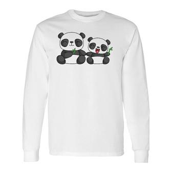 Panda Mother Father And Child Panda Bear Lovers Father's Day Long Sleeve T-Shirt T-Shirt | Mazezy