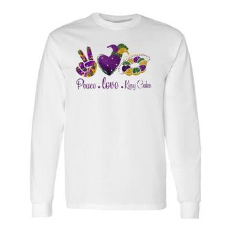 Peace Love King Cake A Mardi Gras Party Carnival Long Sleeve T-Shirt T-Shirt | Mazezy