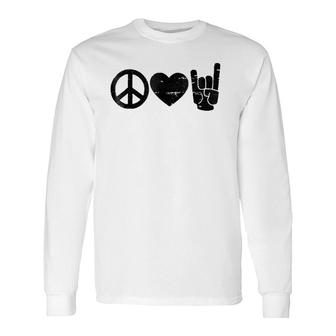 Peace Love Rock And Roll Rock And Roll S Long Sleeve T-Shirt | Mazezy