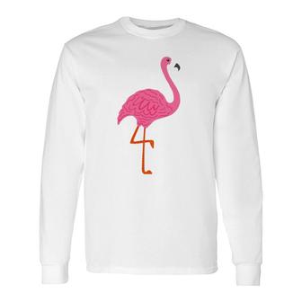 Pink Flamingo On One Leg For Bird & Nature Fans Long Sleeve T-Shirt T-Shirt | Mazezy