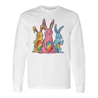 Pride Easter Bunny Rainbow Colors Lgbt Heart Bunnies Easter Long Sleeve T-Shirt T-Shirt | Mazezy