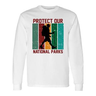 Protect Our National Parks Vintage Retro Sunset Camper Travel Adventure Long Sleeve T-Shirt - Thegiftio