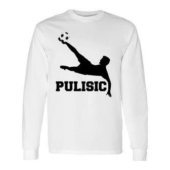 Pulisic Soccer Football Fan Silhouette And Football S Long Sleeve T-Shirt T-Shirt | Mazezy