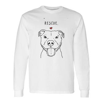 Rescue Love Smiling Pit Bull Pittie Pitbull Dog Lover Long Sleeve T-Shirt - Thegiftio