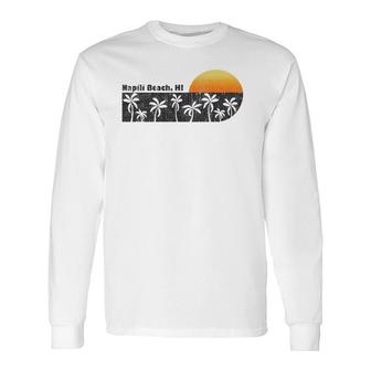Retro Hawaiian Beach Vintage Napili Bay Sunset Long Sleeve T-Shirt T-Shirt | Mazezy