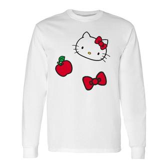 Retro Patches Red Apple Bow Long Sleeve T-Shirt T-Shirt | Mazezy