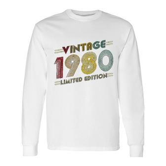 Retro Vintage 1980 Made In 1980 40th Birthday 40 Years Old Long Sleeve T-Shirt - Thegiftio UK