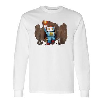 Robot Cave Explorer Premium Long Sleeve T-Shirt T-Shirt | Mazezy