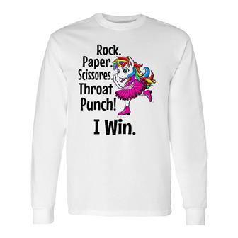 Rock Paper Scissors Throat Punch I Win Long Sleeve T-Shirt T-Shirt | Mazezy