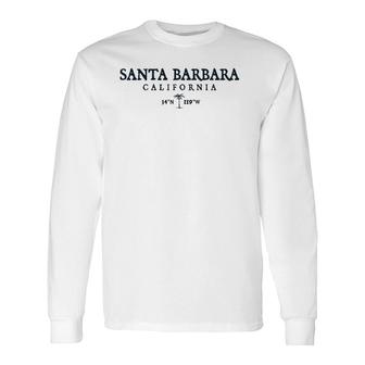 Santa Barbara California Palm Tree Surf Beach Long Sleeve T-Shirt T-Shirt | Mazezy