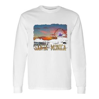 Santa Monica Pier Sunset California Long Sleeve T-Shirt T-Shirt | Mazezy